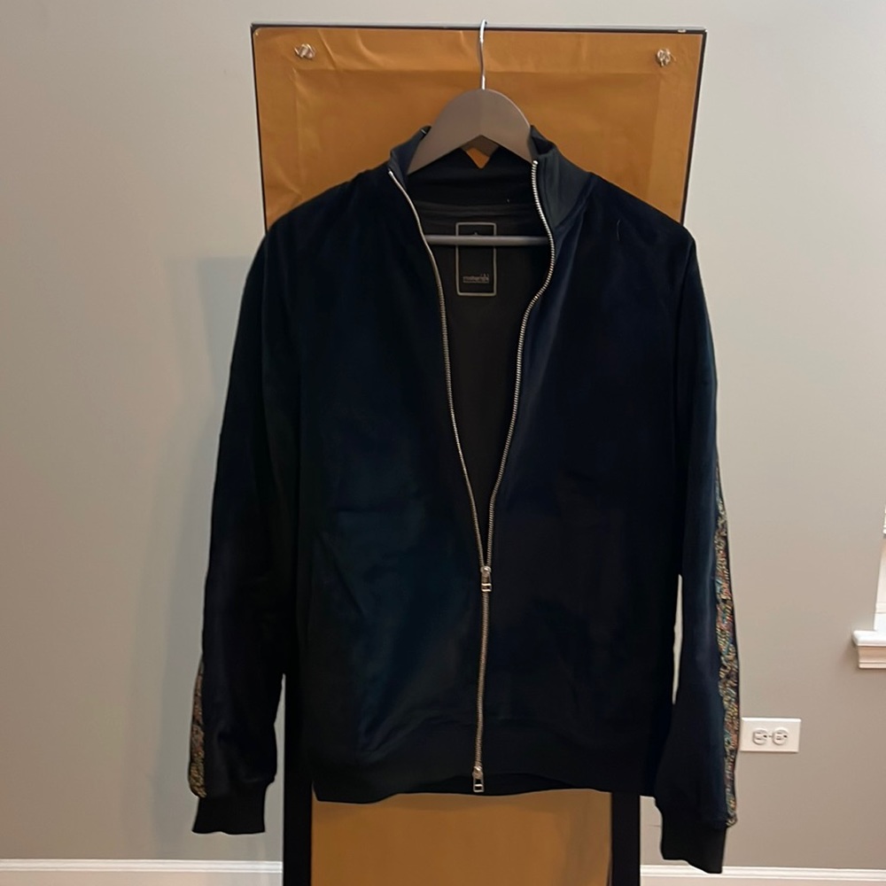 Maharishi black velvet track jacket.